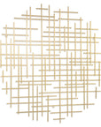 37" X 38" Gold  Metal Abstract Lines Round Hanging Dimensional Sculpture