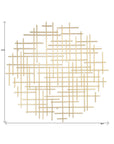 37" X 38" Gold  Metal Abstract Lines Round Hanging Dimensional Sculpture