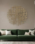 37" X 38" Gold  Metal Abstract Lines Round Hanging Dimensional Sculpture