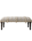 47" Cream And Black Leg Abstract Stripe and Dot Upholstery Bench