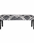 47" Gray And White Geometric Cotton Upholstered Distressed Bench