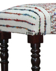 47" Ivory Red and Pink Black Leg Chevron Stripe Upholstered Bench