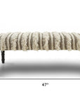 47" Cream Textural Boho Stripe Black Leg Upholstered Bench