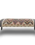 47" Beige Brown and Rust and Black Jute and Wool Blend Upholstered Southwest Distressed Bench
