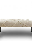 47" Cream and Black Cotton Upholstered Geometric Bench