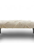 47" Cream and Black Cotton Upholstered Geometric Bench