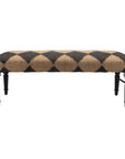 47" Tan And Black Black Leg Checkered Upholstered Bench