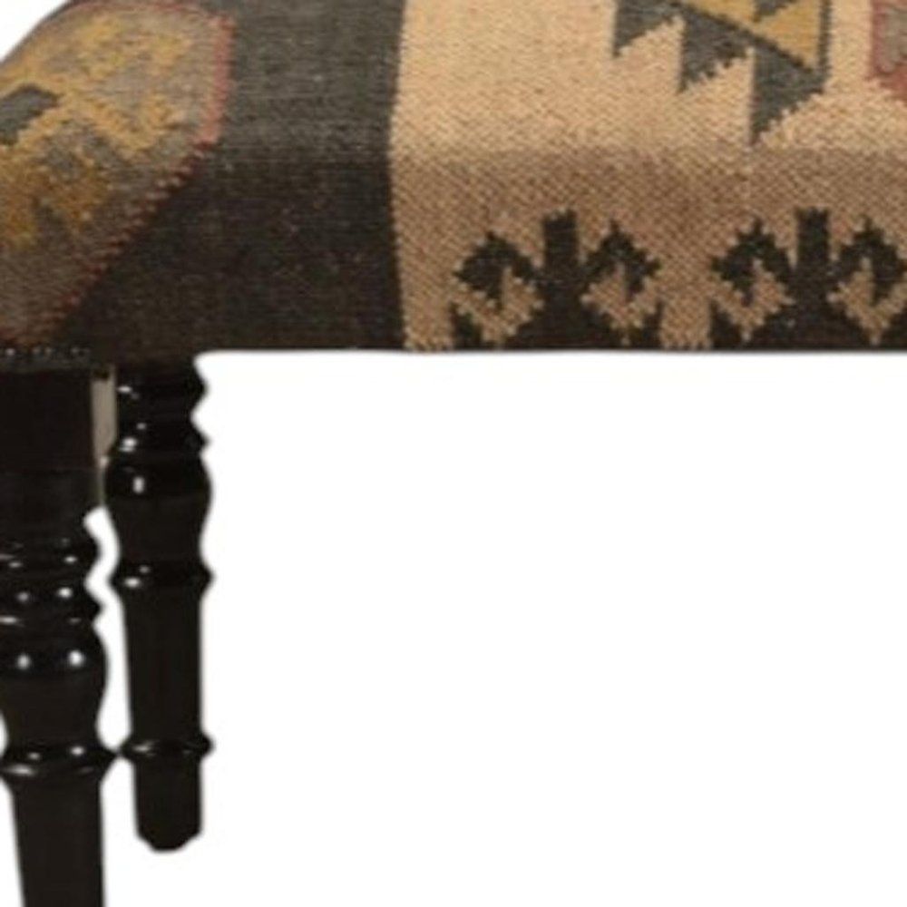 47" Shades of Brown Black Leg Southwest Upholstered Bench - Manor Editions