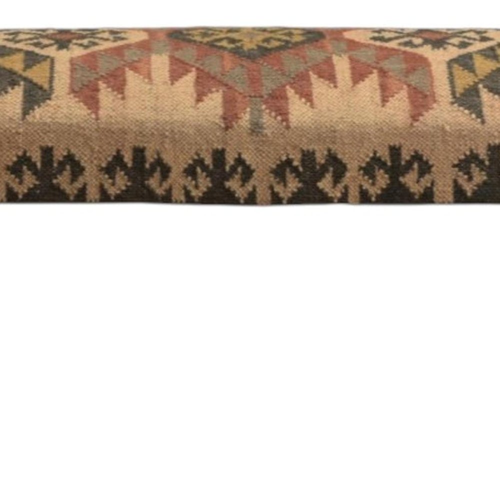 47" Shades of Brown Black Leg Southwest Upholstered Bench - Manor Editions