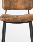 Set of Two 27" Brown And Black Suede And Steel Counter Height Bar Chairs