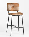Set of Two 27" Brown And Black Suede And Steel Counter Height Bar Chairs