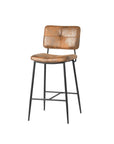Set of Two 27" Brown And Black Suede And Steel Counter Height Bar Chairs