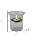 4" Clear Glass Tabletop Hurricane Candle Holder With Candle