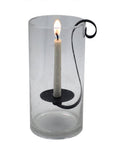 12" Light Gray Glass Centerpiece Taper Candle Holder With Candle