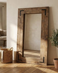 75" Brown Wood Framed Leaning Accent Mirror