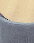 26" Dark Gray And Natural Wood And Upholstery Round Ottoman With Storage