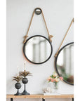 Black and Silver Round Accent Metal Mirror
