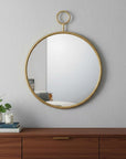 32" Gold Round Iron Framed Accent Mirror