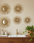 Set of Five Gold Sunburst Metal Framed Mirror Set