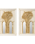 Set of Two 30" White and Gold Wood Framed Accent Mirrors