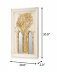 Set of Two 30" White and Gold Wood Framed Accent Mirrors