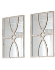 Set of Two White Wood Framed Accent Mirror