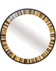 32" Brown and Black Faux Stone Round Framed Accent Mirror