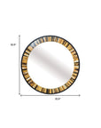 32" Brown and Black Faux Stone Round Framed Accent Mirror
