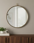 34" Gold Round Iron Framed Accent Mirror