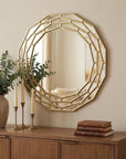 35" Gold Round Framed Accent Mirror