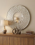 31" Silver Round Dimensional Thick Frame Accent Mirror