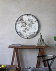 32" Black Round Iron Framed Accent Mirror