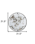 32" Black Round Iron Framed Accent Mirror