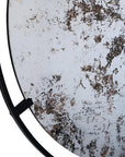 32" Black Round Iron Framed Accent Mirror
