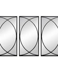 Set of Three Black Iron Framed Accent Mirror