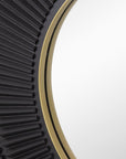 32" Black And Gold Round Wood And Metal Framed Accent Mirror