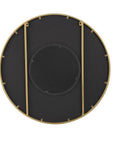 32" Black And Gold Round Wood And Metal Framed Accent Mirror
