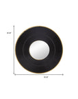 32" Black And Gold Round Wood And Metal Framed Accent Mirror