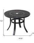 24" Black Rounded Metal Outdoor Bistro Table with Umbrella Hole