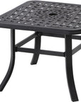 24" Black Square Metal Outdoor Bistro Table with Umbrella Hole
