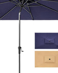 10' Navy Blue Polyester Rectangular Tilt Market Patio Umbrella