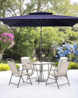 10' Navy Blue Polyester Rectangular Tilt Market Patio Umbrella