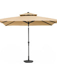 10' Tan Polyester Rectangular Tilt Market Patio Umbrella