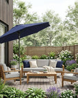 9' Navy Blue Polyester Rectangular Tilt Market Patio Umbrella