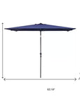 9' Navy Blue Polyester Rectangular Tilt Market Patio Umbrella