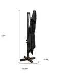 13' Black Polyester Rectangular Tilt Cantilever Patio Umbrella with Stand
