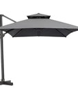 13' Gray Polyester Rectangular Tilt Cantilever Patio Umbrella with Stand
