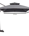 13' Gray Polyester Rectangular Tilt Cantilever Patio Umbrella with Stand