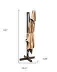 13' Tan Polyester Rectangular Tilt Cantilever Patio Umbrella with Stand