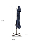 10' Navy Blue Polyester Square Tilt Cantilever Patio Umbrella with Stand